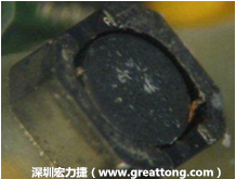 使用銀(Ag)鍍層的電源電感器(Power Inductors)，經(jīng)過推力測(cè)試后，零件端點(diǎn)上已經(jīng)看不到任何鍍層的痕跡了，所以其耐推力就比較小。