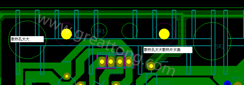 PCB設(shè)計中，散熱孔散熱片設(shè)計不當(dāng)，造成很多電源板斷裂