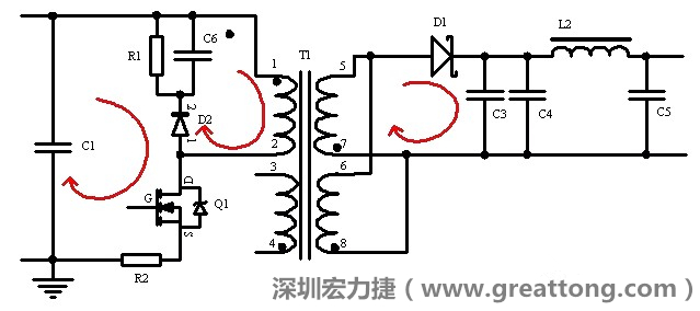 元件布局的時(shí)候，要優(yōu)先考慮高頻脈沖電流和大電流的環(huán)路面積，盡可能地減小,以抑制開關(guān)電源的輻射干擾