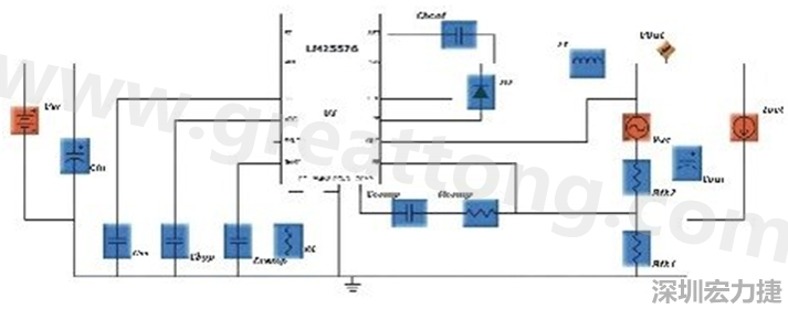 參考圖1的電流通路：把FET在導(dǎo)通狀態(tài)下流經(jīng)的通路標(biāo)記為紅色；把FET在關(guān)斷狀態(tài)下的迴路標(biāo)記為綠色。