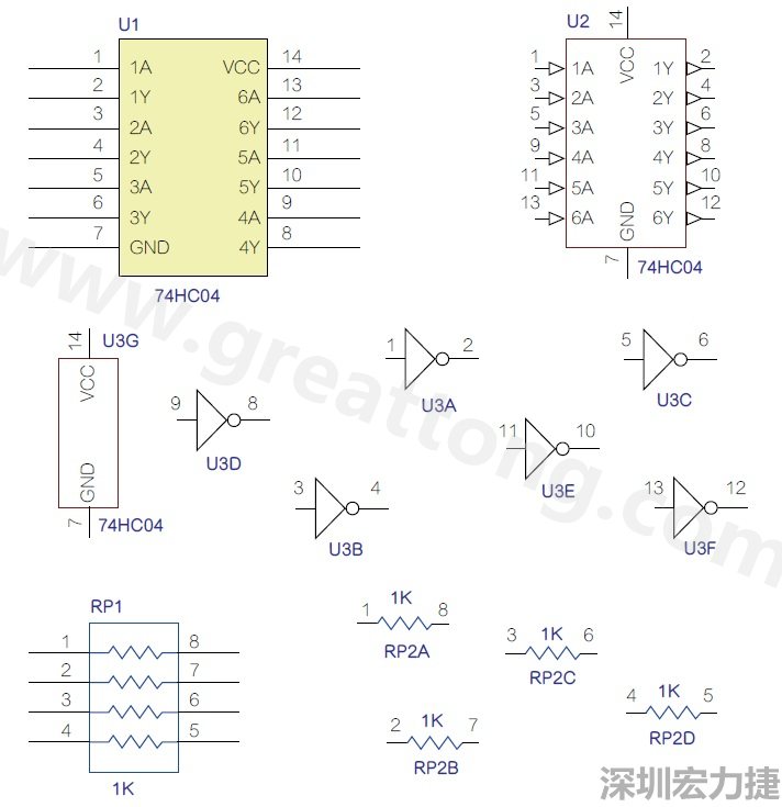 圖1 半導(dǎo)體元件供應(yīng)商所畫的電路圖符號是模擬元件的接腳圖，而非訊號流程。