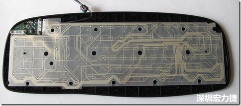 現(xiàn)在的電腦鍵盤拆開被蓋后就只看到一片約5mmx3mm的電路板及兩片取代原本電路板的PTF。