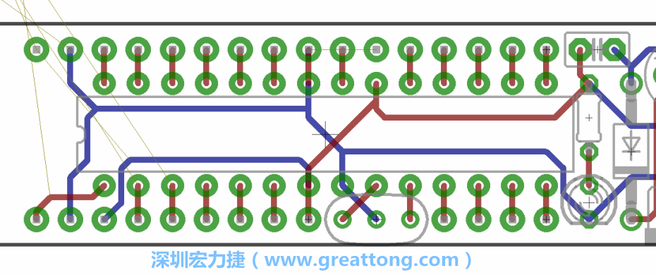 如果可以的話盡量讓接地線保持在電路板的背面，這樣它們就可以在可能范圍內(nèi)和最大的接地面連結(jié)在一起。