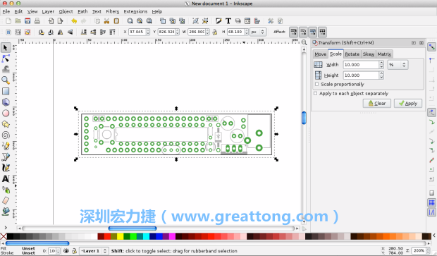 首先，你需要取得電路板設計圖的PNG圖檔，才能在上面進行繪制。這件事做起來比用說的難上許多，而其中一種方法如下所示（我們會先假設你正在使用Inkscape向量繪圖工具）。