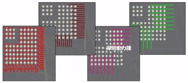 扇出及逃逸時(shí)布線是根據(jù)適用的設(shè)計(jì)規(guī)則來(lái)進(jìn)行的。