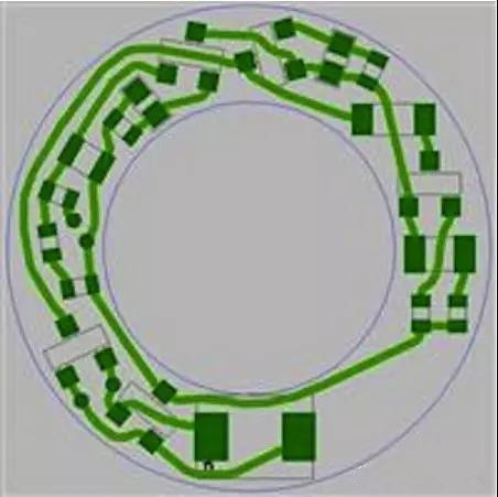 圖6：PCB布線例子：(a)拓?fù)涫阶詣?dòng)布線器(完成了100%導(dǎo)線的布線)；